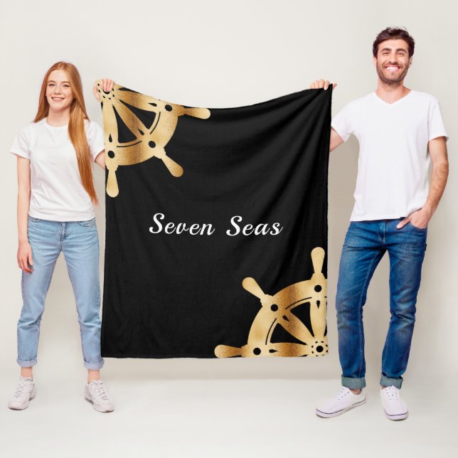 Guld styrande hjul-båten svart namn fleecefilt (På plats)