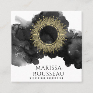 Guld Sunburst Celestial Jewelry Designer Business Fyrkantigt Visitkort