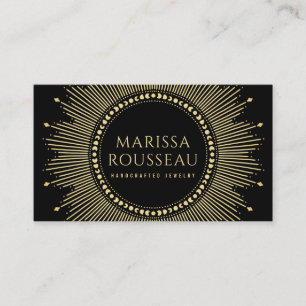 Guld Sunburst Celestial Jewelry Designer Business Visitkort