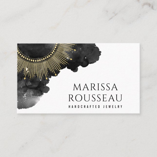 Guld Sunburst Celestial Jewelry Designer Visitkort (Framsida)