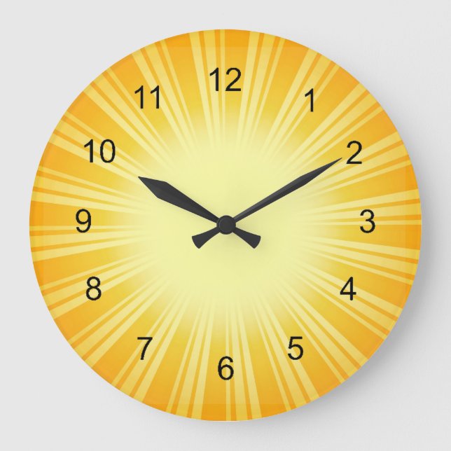 Guld Sunburst Design Wall Clock Stor Klocka (Framsida)