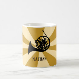 Guld Sunburst Fransk Horn Brass Music Instrument Kaffemugg