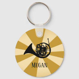 Guld Sunburst Fransk Horn Brass Music Instrument Nyckelring