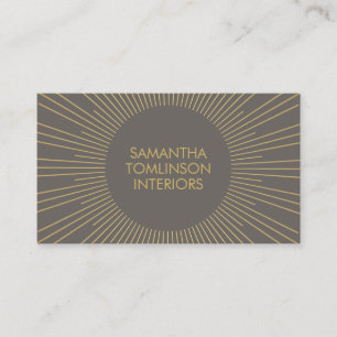Guld Sunburst on Taupe Insida Designer Visitkort