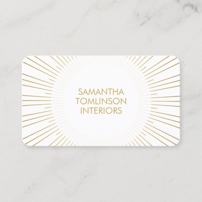 Guld Sunburst on White II Insida Designer Visitkort (Framsida)
