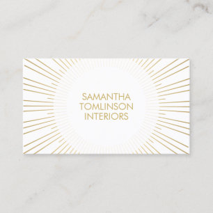 Guld Sunburst on White Insida Designer Visitkort