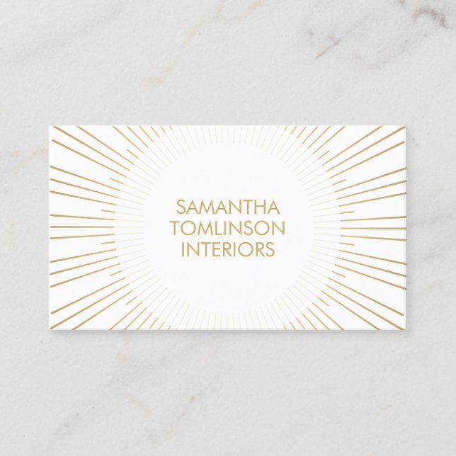 Guld Sunburst on White Insida Designer Visitkort (Framsida)
