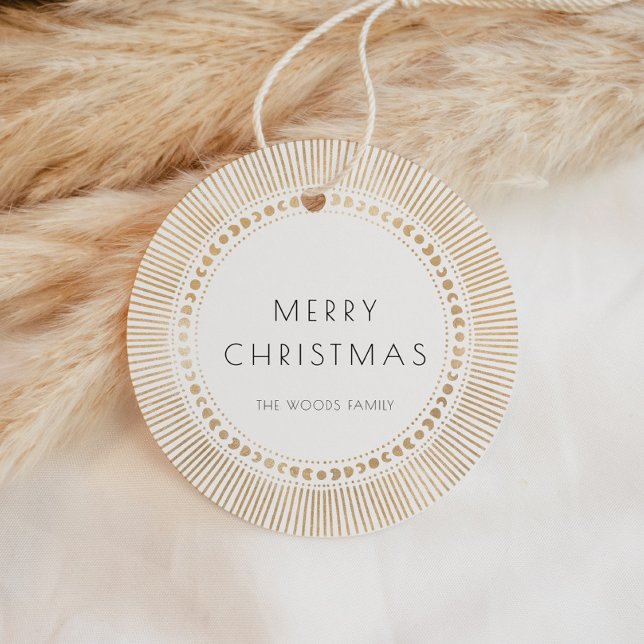 Guld sunburst ram art deco God jul Gåvor Etiketter (Skapare uppladdad)