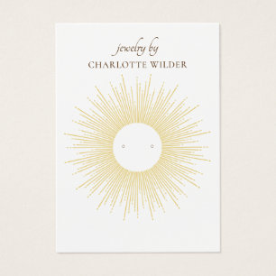 Guld Sunburst Stud Earring Visning Card Visitkort
