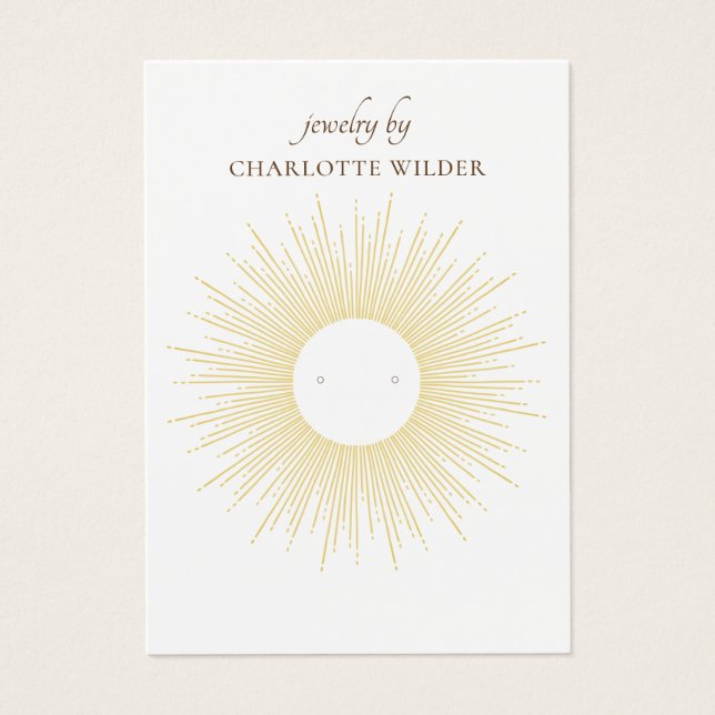 Guld Sunburst Stud Earring Visning Card Visitkort (Framsidan)