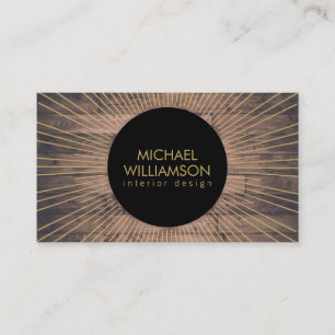 Guld Sunburst with Rustic Woodgrain Designer Visitkort