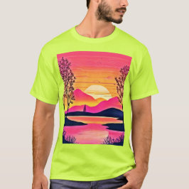 Guld sunset over Rosa Sjö Art T Shirt