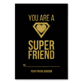 Guld superhjälte Friend Classroom Valentine Card Bordsnummer
