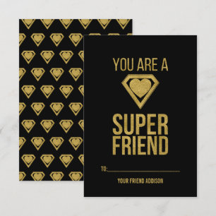 Guld superhjälte Friend Classroom Valentine Card Inbjudningar