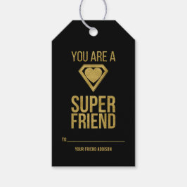 Guld superhjälte Friend Classroom Valentine Gift M Presentetikett