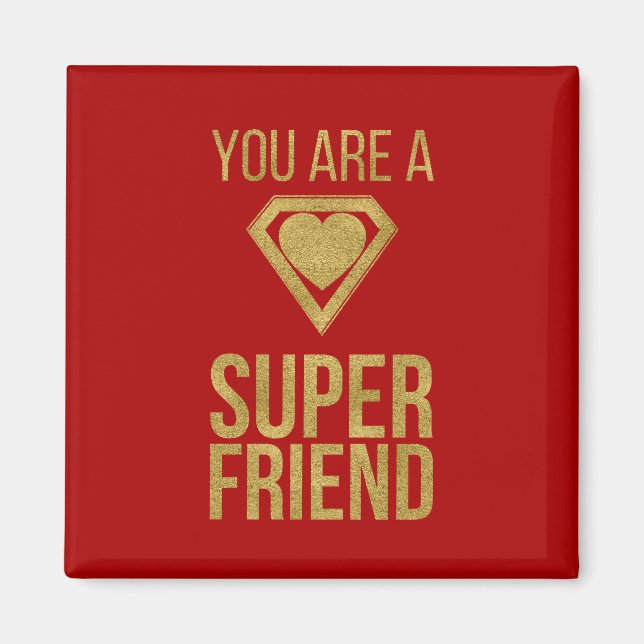 Guld superhjälte Friend Valentine Magnet Red (Framsidan)