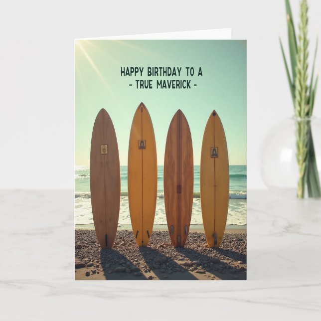 Guld Surf Födelsedagskort Kort (Framsida)