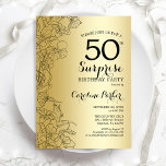 Guld Surprise 50:e Födelsedagsfesten Inbjudningar<br><div class="desc">Guld 50:e Födelsedagsfest inbjudan. Glam femininin-design med faux guld-folie,  botaniska accenter och typsnitt för typografi. Enkel perfekt för inbjudan-kort i blommigt för en snyggt kvinnlig överraskning i firande. Kan anpassas till vilken ålder som helst. Utskriven Zazzle-inbjudan eller digital mall för omedelbar nedladdning.</div>