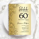 Guld Surprise 60:e födelsedagen Inbjudningar<br><div class="desc">Guld överraskar 60:e Födelsedagsfest inbjudan. Glam femininin-design med botaniska accenter och typsnitt för typsnitt. Enkel perfekt för inbjudan-kort i blommigt för en snyggt kvinnlig överraskning i firande. Kan anpassas till vilken ålder som helst. Skrivna Zazzle-inbjudningar eller digital utskrivbar mall för omedelbar nedladdning.</div>