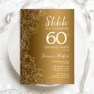 Guld Surprise 60:e födelsedagen Inbjudningar