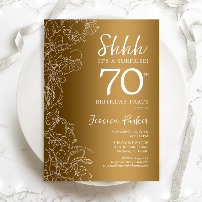 Guld Surprise 70:e födelsedagen Inbjudningar (Skapare uppladdad)