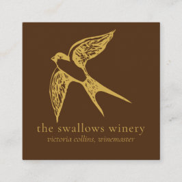 Guld Sväljer QR-kod Brun fyrkantskort Fyrkantigt Visitkort