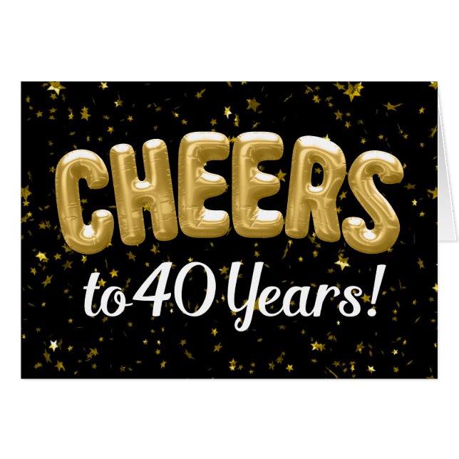 Guld sväller jubel till 40 år den 40th OBS kort (Framsidan Horizontal)