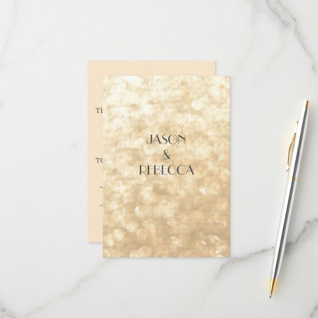 Guld svarsbrevskort för bröllopsinbjudan OSA kort (Fram/Back In Situ)