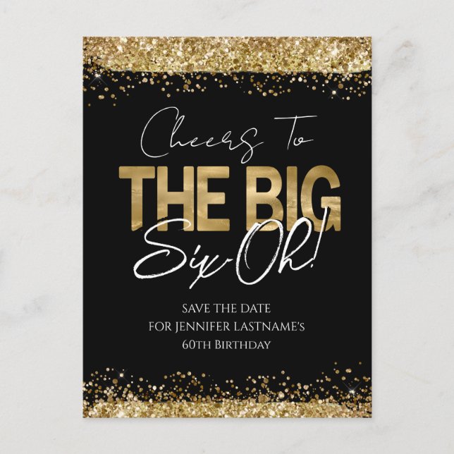 Guld Svart 60-årsfirande Spara Datum Postkort Vykort (Framsida)