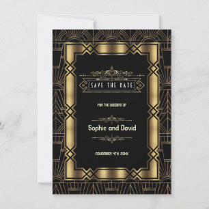 Guld Svart Art Deco Gatsby 1920-talet Spara datume Datumet
