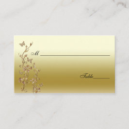 Guld, Svart Blommigt med Butterflies Place Cards Placeringskort