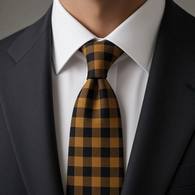 Guld Svart Buffalo Check Gingham  Slips (Skapare uppladdad)