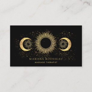 Guld Svart Celestial Massage Terapeut Visitkort