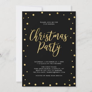 Guld & Svart Chic Konfetti Julfirande Party Inbjudningar