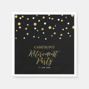 Guld & Svart Chic Konfetti Pensionärsfest Servett
