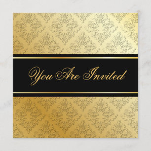 Guld & Svart Damask-inbjudan Inbjudningar
