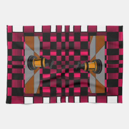 Guld- svart design 3D för drakeriddareschack Kökshandduk