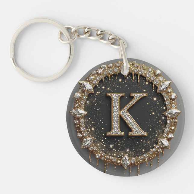 Guld Svart Diamant Bokstav K Present (Framsidan)