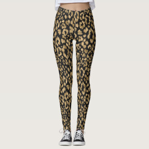 Guld/Svart Djurtryck Kvinnors Leggings