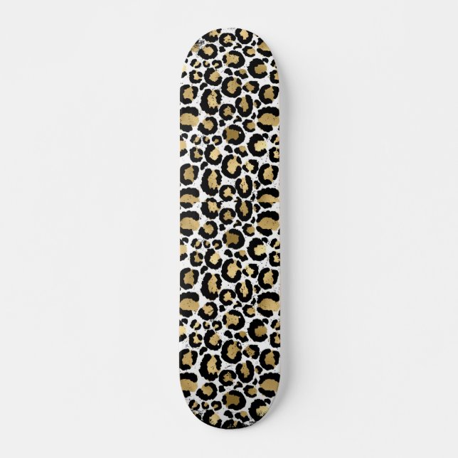 Guld & Svart Djurtryck Mini Skateboard Bräda 18,5 Cm (Framsida)