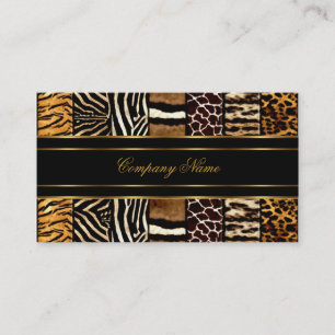Guld Svart Elegant Blandad Zebra Leopard Tiger Visitkort