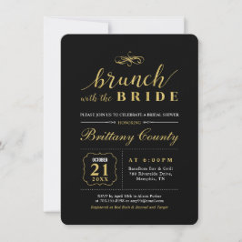 Guld & Svart | Elegant Bröllopsbröllopsbrunch Inbjudningar
