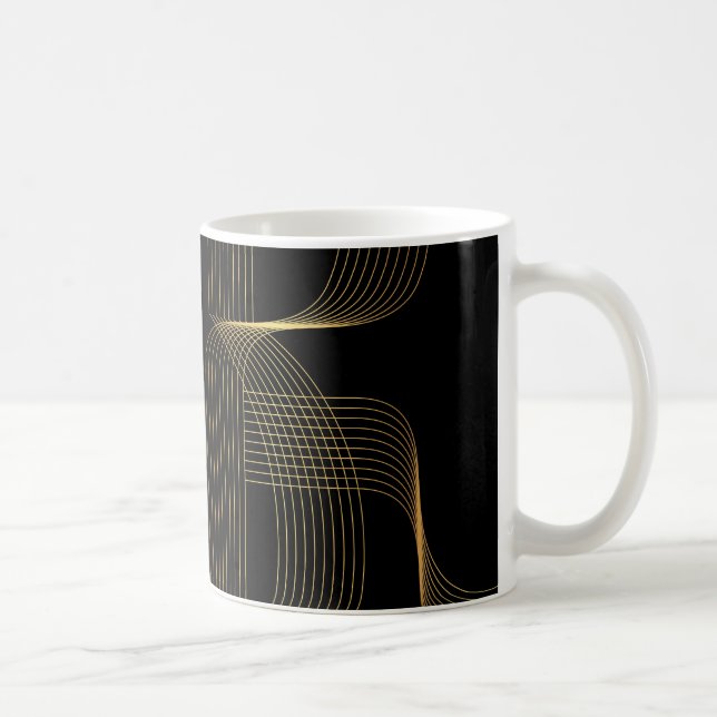 Guld, svart, elegant, coola, unik trendig kaffemugg (Höger)
