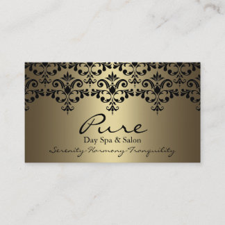 Guld & Svart Elegant Damask-företagskort Visitkort