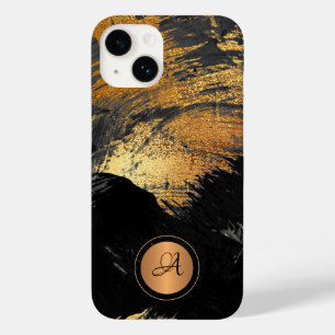 Guld svart elegant, modern abstrakt monogrammad