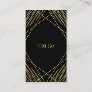 Guld & Svart Elegant Modern Geometrisk Glam Deco Visitkort
