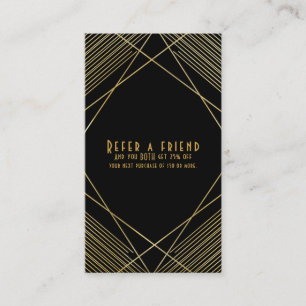 Guld Svart Elegant Modern Glam Deco Referera en vä Rabattkort