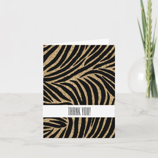 Guld svart Falsk Glitter Zebra Tryck Tack Kort (Framsida)
