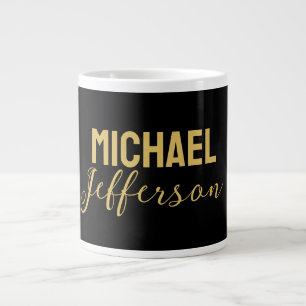 Guld svart färg elegant modern minimalistisk namn jumbo mugg
