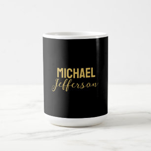 Guld svart färg elegant modern minimalistisk namn kaffemugg